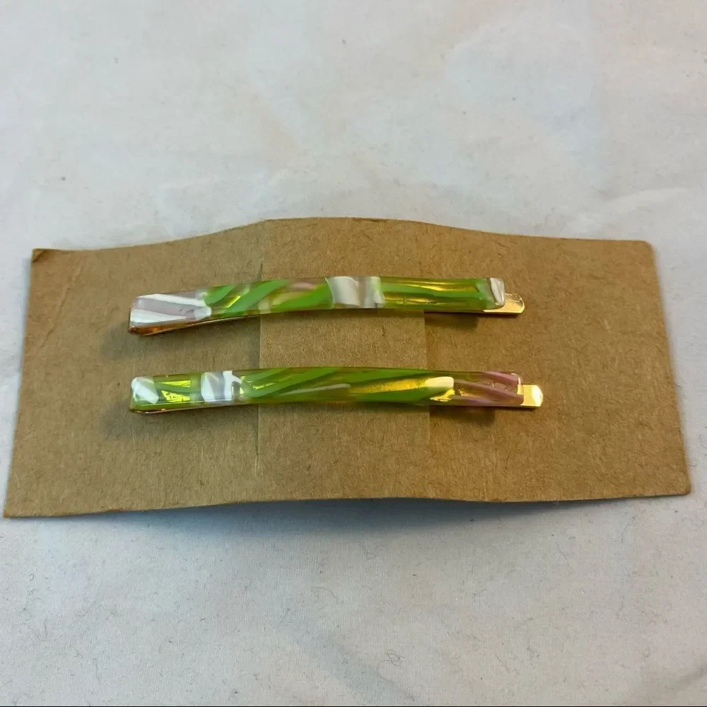 Berry Hair Barrettes Clips Accessories Green White Pink Clear Gold Marble Casual